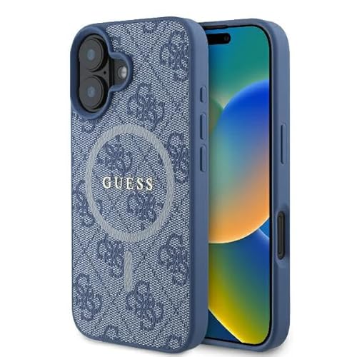 CG MOBILE Guess 4G Ring Classic Logo kompatible mit MagSafe, Hülle für iPhone 16 (Blau) von CG MOBILE