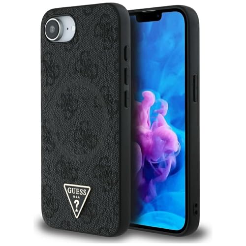 CG MOBILE Guess 4G Ring Triangle Logo kompatibel mit MagSafe Hülle für iPhone 16e (Schwarz) von CG MOBILE