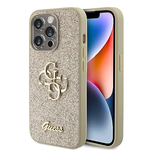 Guess GUHCP15LHG4SGD Hülle für iPhone 15 Pro 6.1" golden hardcase Glitter Script Big 4G von CG MOBILE