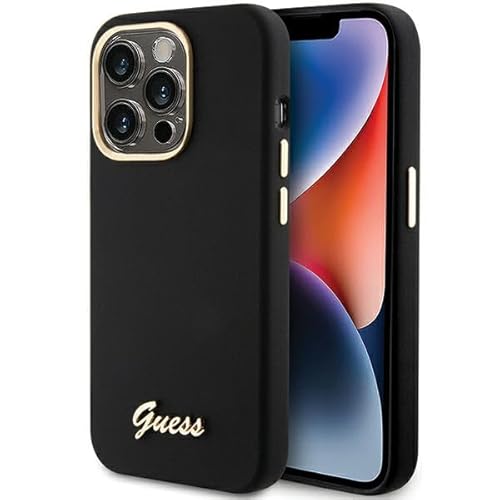 CG MOBILE Guess GUHCP15XSMBSLK Hülle für iPhone 15 Pro Max 6.7'' Schwarz hardcase Silicone Script Metal Logo & Frame von CG MOBILE