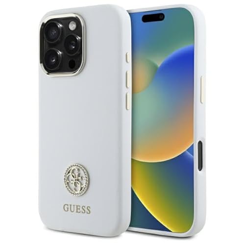 CG MOBILE Guess GUHCP16XM4DGPH Hülle für iPhone 16 Pro Max 6.9" weiß Silicone Logo Strass 4G von CG MOBILE