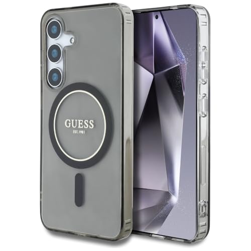 CG MOBILE Guess Glitter Circle Classic Logo, kompatibel mit MagSafe Hülle für Samsung Galaxy S25 (Schwarz) von CG MOBILE