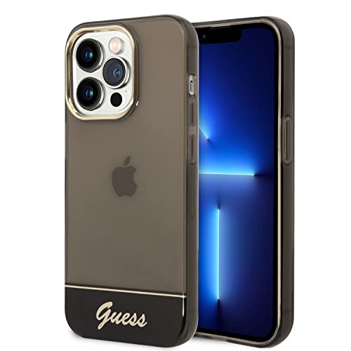 CG MOBILE Guess Handyhülle für iPhone 14 Pro Max in Schwarz Durchscheinend Doppelschicht Anti-Scratch PC/TPU Bequem & Langlebig Hard Case mit Zugänglichen Anschlüssen, Stoßdämpfung & Signature Logo von CG MOBILE