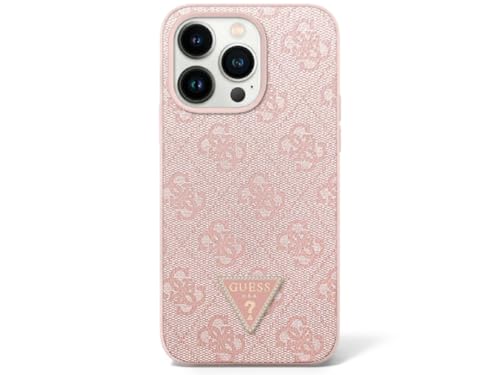 CG MOBILE Guess Leather 4G Triangle Strass Hülle für iPhone 16 Pro Max (Pink) von CG MOBILE