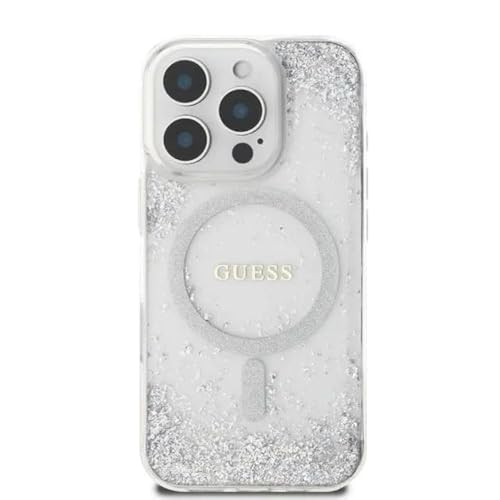 CG MOBILE Guess Resin Gradient Glitter Hülle für iPhone 16 Pro 6.3" kompatibel mit MagSafe Silber von CG MOBILE