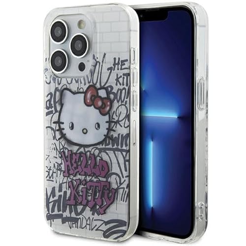 CG MOBILE Hello Kitty HKHCP13LHDGPHT Hülle für iPhone 13 Pro / 13 6.1" Weiß hardcase IML Kitty On Bricks Graffiti von CG MOBILE