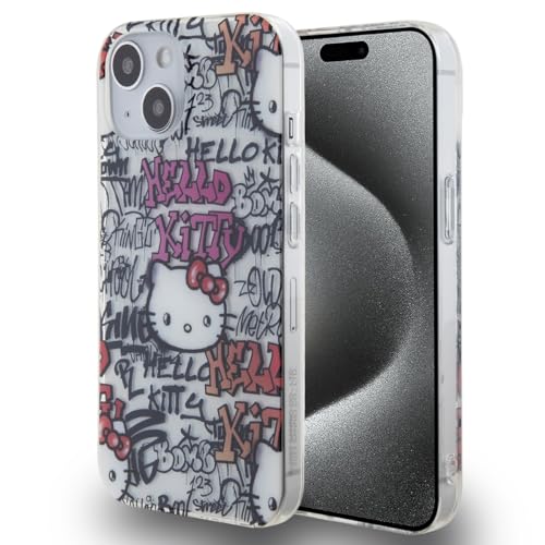 CG MOBILE Hello Kitty Rückseitenschutz für iPhone – Graffiti Tags – Weiß (iPhone 15) von CG MOBILE