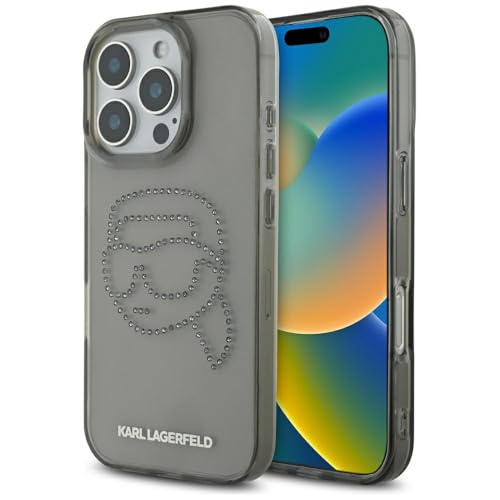 CG MOBILE Karl Lagerfeld IML Rhinestones Karl Head Hülle für iPhone 16 Pro (Schwarz) von CG MOBILE