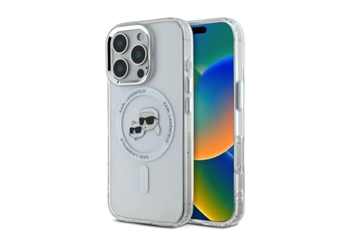 CG MOBILE Karl Lagerfeld KLHMP16LHLSKCH Hülle für iPhone 16 Pro 6.3" Weiß hardcase IML Metal Karl&Choupette Head von CG MOBILE