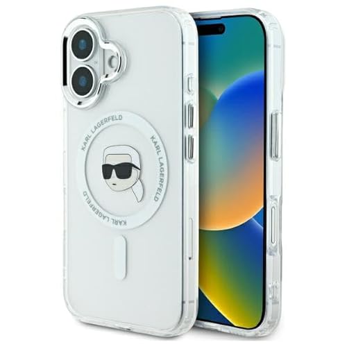 CG MOBILE Karl Lagerfeld KLHMP16MHLSKIH Hülle für iPhone 16 Plus 6.7" Weiß hardcase IML Metal Karl Head von CG MOBILE