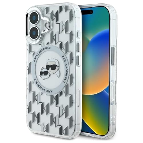 CG MOBILE Karl Lagerfeld KLHMP16SHMCKMHT Hülle für iPhone 16 6.1" transparent IML Monogram Karl&Choupette Head von CG MOBILE