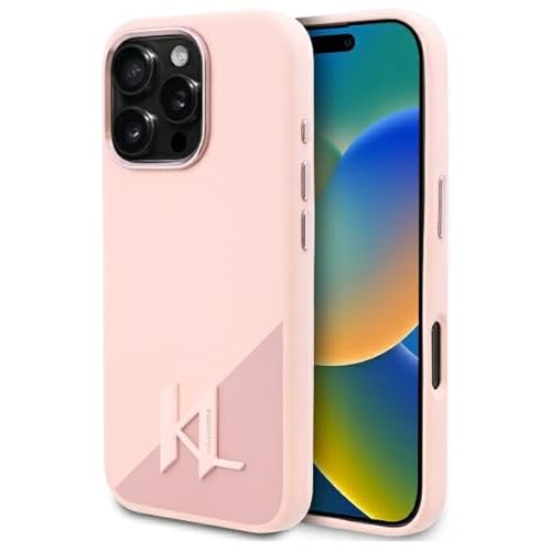 CG MOBILE Karl Lagerfeld KLHMP16XSCMKMPCP Hülle für iPhone 16 Pro Max 6.9" Rosa hardcase Silicone Shadow Metal Initial von CG MOBILE