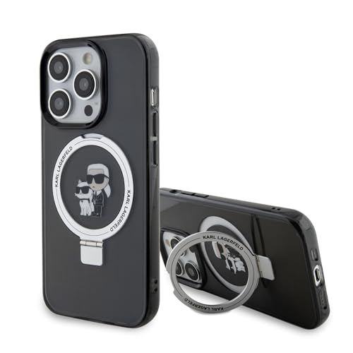 CG MOBILE Karl Lagerfeld Magfit Ringstand Hülle für iPhone 15 Pro Max (Schwarz) von CG MOBILE
