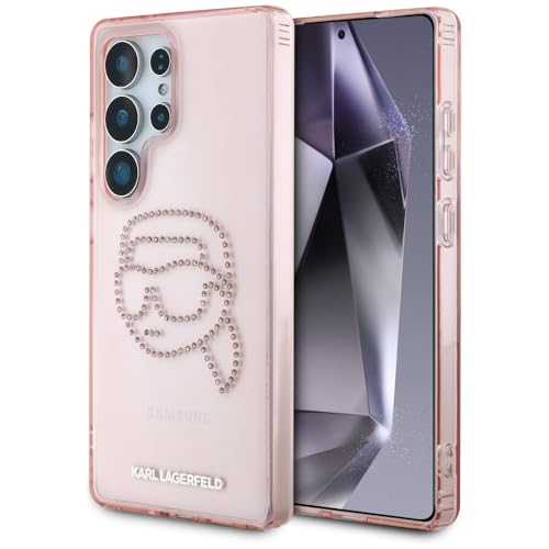 CG MOBILE Karl Lagerfeld Rhinestones Karl Head Logo Hülle für Samsung Galaxy S25 Ultra (Rosa) von CG MOBILE