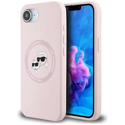 CG MOBILE Karl Lagerfeld Silicone Karl&Choupette Heads kompatibel mit MagSafe Hülle für iPhone 16e (Rosa) von CG MOBILE