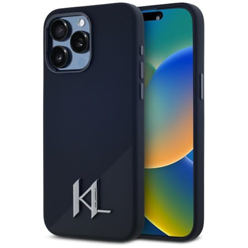 CG MOBILE Karl Lagerfeld Silicone Shadow Metal Initial Hülle für iPhone 15 Pro Max kompatibel mit MagSafe (Schwarz) von CG MOBILE