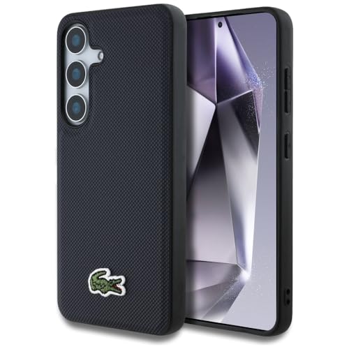 CG MOBILE Lacoste Iconic Petit Pique Woven Logo, kompatibel mit MagSafe Hülle für Samsung Galaxy S25 (Marineblau) von CG MOBILE