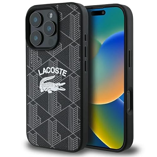 CG MOBILE Lacoste LCHMP16XPIGK Hülle für iPhone 16 Pro Max 6.9" schwarz, Monogram Vintage Logo von CG MOBILE