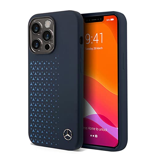 CG MOBILE Mercedes-Benz Handyhülle für iPhone 14 Pro in Marineblau Farbverlauf Stern Muster Flüssig Silikon Glatt & Anti-Kratzer Schutzhülle mit Einfachem Snap-on, Stoßdämpfung & Signature Logo von CG MOBILE
