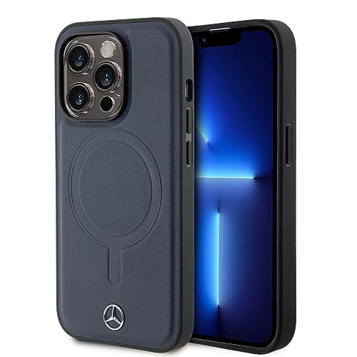 CG MOBILE Mercedes-Benz Handyhülle kompatibel mit Magsafe für iPhone 14 Pro in Marineblau, Echtleder, schützende & langlebige Hülle mit einfachem Snap-on, Stoßdämpfung & Signatur-Logo CG MOBILE Mercedes-Benz Handyhülle kompatibel mit Magsafe für iPhone 14 Pro in Marineblau, Echtleder, schützende & langlebige Hülle mit einfachem Snap-on, Stoßdämpfung & Signatur-Logo von CG MOBILE