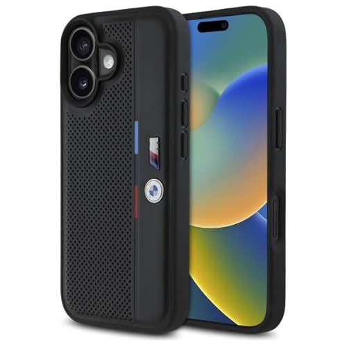 CG MOBILE BMW BMHCP16S23PUPVK Hülle für iPhone 16 6.1" Schwarz hardcase M Perforated Tricolor Detail Line von CG MOBILE