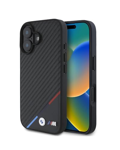 CG MOBILE BMW BMHMP16M23PUDTK hülle für iPhone 16 Plus 6.7" Schwarz hardcase Carbon Tricolor Line von CG MOBILE