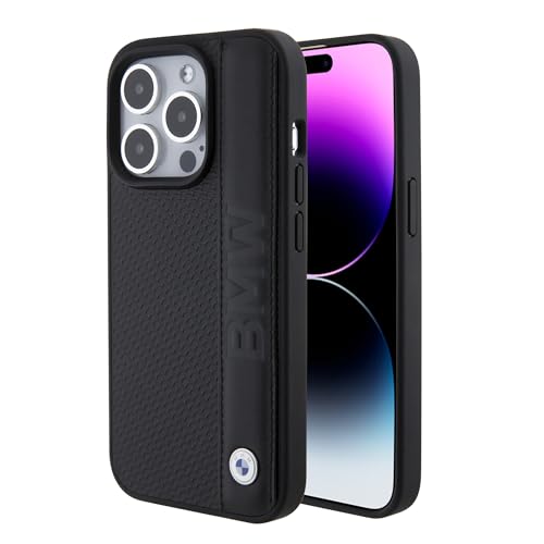 CG MOBILE BMW Lederhülle mit Schildstruktur und Streifenmuster für iPhone 15 Pro, Schwarz CG MOBILE BMW Lederhülle mit Schildstruktur und Streifenmuster für iPhone 15 Pro, Schwarz von CG MOBILE