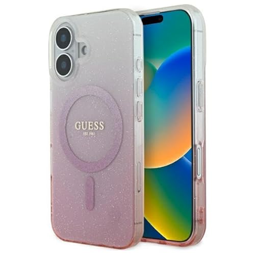 CG MOBILE Guess GUHMP16MHGRCELP Hülle für iPhone 16 Plus 6.7" Rosa hardcase IML Glitter Gradient von CG MOBILE