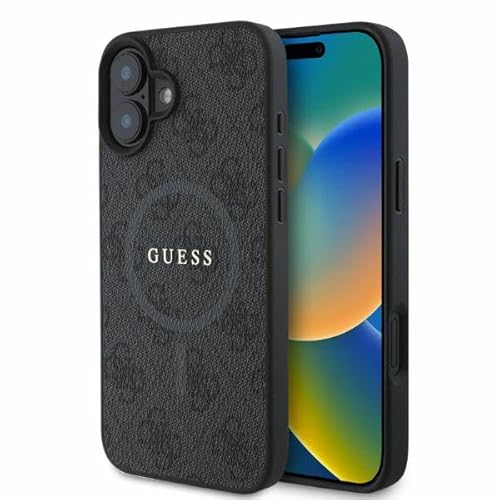 CG Mobile Guess GUHMP16SG4GFRK Hülle für iPhone 16 6.1" Schwarz hardcase 4G Ring Classic Logo von CG MOBILE