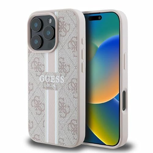 CG MOBILE Guess GUHMP16XP4RPSP Hülle für iPhone 16 Pro Max 6.9" Rosa hardcase 4G Printed Stripes von CG MOBILE