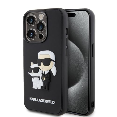 CG Mobile Karl Lagerfeld 3D Rubber Case with NFT Karl & Choupette for iPhone 15 Pro -Black von CG MOBILE