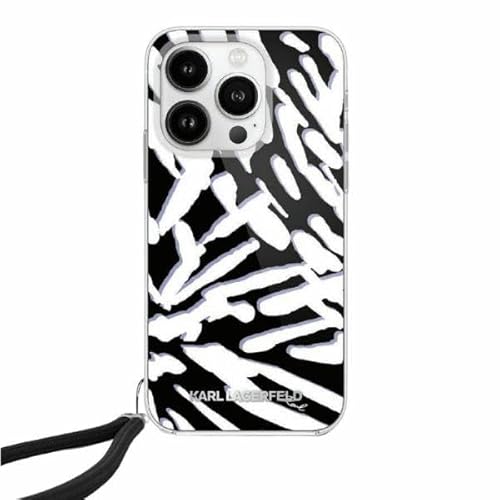 CG MOBILE Karl Lagerfeld KLHCP15XHZBPKCCK Hülle für iPhone 15 Pro Max 6.7" Schwarz hardcase IML Zebra Pattern & Cord von CG MOBILE
