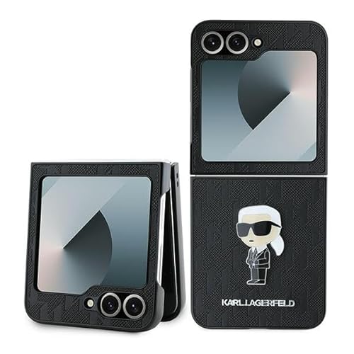 CG MOBILE Karl Lagerfeld KLHCZF6SAPKINPK hülle für Z Flip6 F741 Schwarz Saffiano Monogram Ikonik Pin von CG MOBILE
