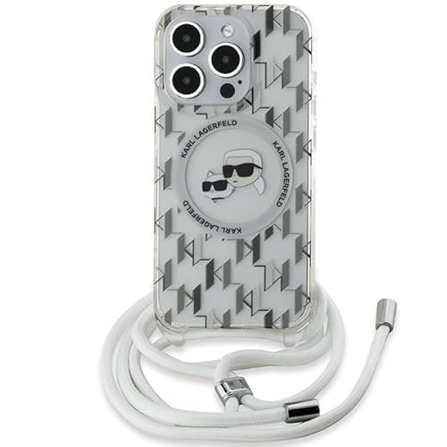 CG MOBILE Karl Lagerfeld KLHMP15LHCKCKLCT Hülle für iPhone 15 Pro 6.1" transparent hardcase IML Crossbody Monogram Karl & Choupette Head von CG MOBILE