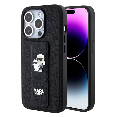 CG Movie Karl Lagerfeld Schutzhülle für iPhone 15 Pro Max, Saffiano-Leder, Schwarz von CG MOBILE