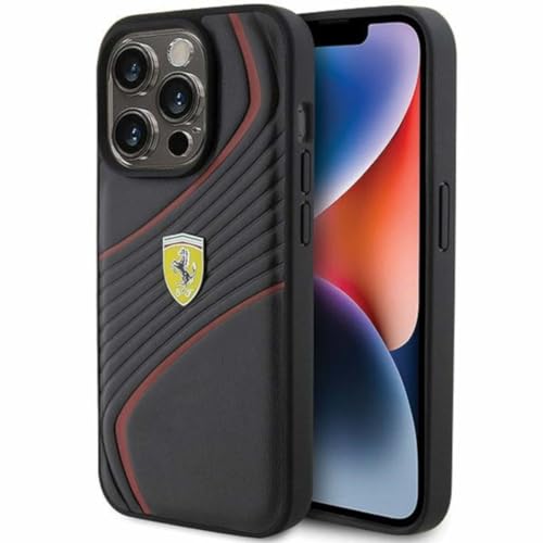 Ferrari FEHCP15LPTWK Hülle für iPhone 15 Pro 6.1" Schwarz hardcase Twist Metal Logo von CG MOBILE