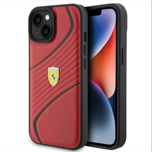 Ferrari FEHCP15SPTWR Hülle für iPhone 15 6.1" Rot hardcase Twist Metal Logo von CG MOBILE