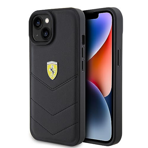 Ferrari FEHCP15SRDUK Hülle für iPhone 15 6.1" Schwarz hardcase Quilted Metal Logo von CG MOBILE