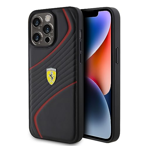 Ferrari FEHCP15XPTWK Hülle für iPhone 15 Pro Max 6.7" Schwarz hardcase Twist Metal Logo von CG MOBILE