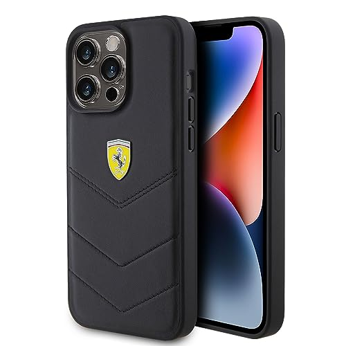 Ferrari FEHCP15XRDUK Hülle für iPhone 15 Pro Max 6.7" Schwarz hardcase Quilted Metal Logo von CG MOBILE