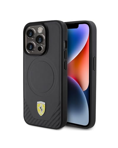 Ferrari FEHMP15LPTEK Hülle für iPhone 15 Pro 6.1" Schwarz hardcase Carbon Metal Logo von CG MOBILE