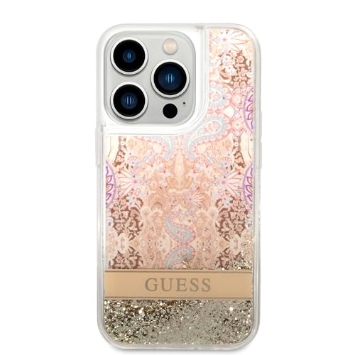 GUESS GUHCP14XLFLSD Hülle für iPhone 14 Pro Max 6,7" golden hardcase Paisley Liquid Glitter von CG MOBILE