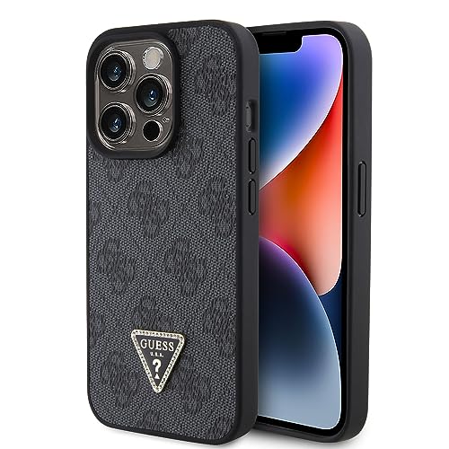 GUESS GUHCP15LP4TDPK Hülle für iPhone 15 Pro 6.1" Schwarz hardcase Leather 4G Diamond Triangle von CG MOBILE