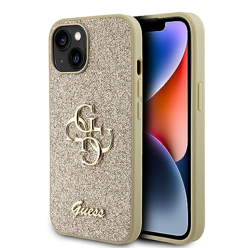 GUESS GUHCP15SHG4SGD Hülle für iPhone 15 6.1" golden hardcase Glitter Script Big 4G von CG MOBILE