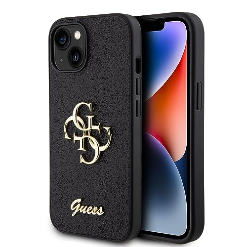 GUESS GUHCP15SHG4SGK Hülle für iPhone 15 6.1" Schwarz hardcase Glitter Script Big 4G von CG MOBILE