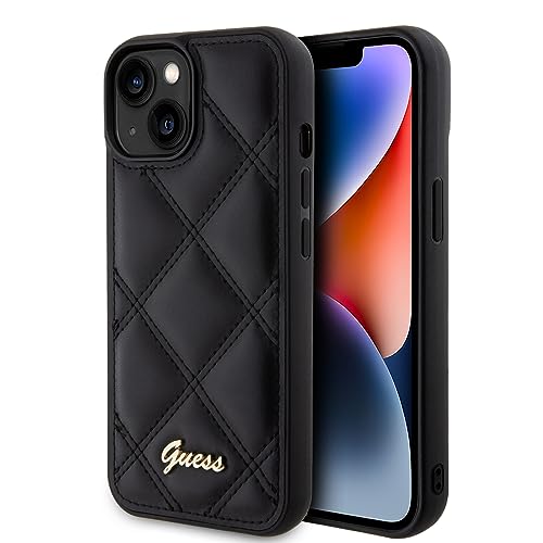 GUESS GUHCP15SPSQSQSK Hülle für iPhone 15 6.1" Schwarz hardcase Quilted Metal Logo von CG MOBILE