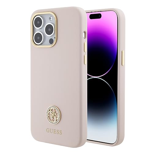 GUESS GUHCP15XM4DGPP Hülle für iPhone 15 Pro Max 6.7" Rosa hardcase Silicone Logo Strass 4G von CG MOBILE