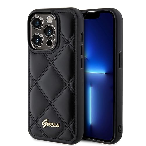 GUESS GUHCP15XPSQSQSK Hülle für iPhone 15 Pro Max 6.7" Schwarz hardcase Quilted Metal Logo von CG MOBILE