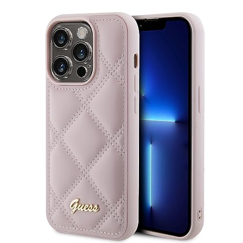 GUESS GUHCP15XPSQSQSP Hülle für iPhone 15 Pro Max 6.7" Rosa hardcase Quilted Metal Logo von CG MOBILE