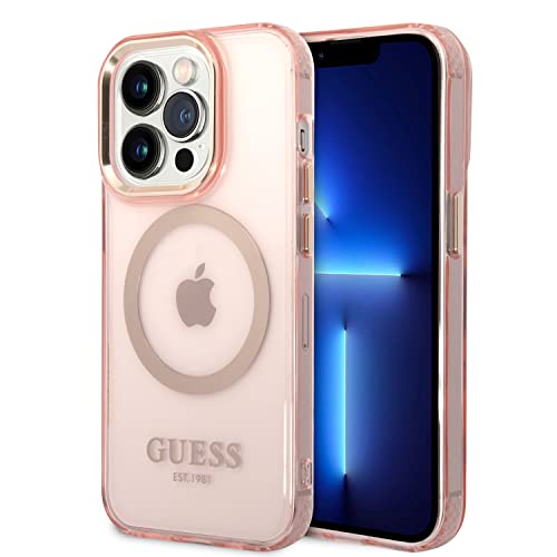 GUESS GUHMP14LHTCMP Hülle für iPhone 14 Pro 6,1" Rosa Hard case Gold Outline Translucent von CG MOBILE